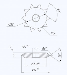 Carbide sprocket for bush hammering